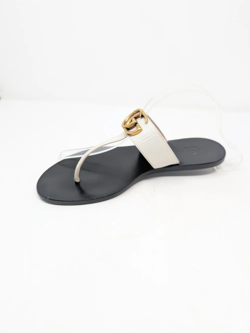 Gucci Marmont GG White Thong Sandals Flip Flops Slides Size 37.5
